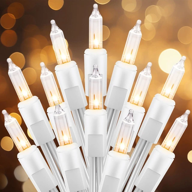 Main image of 50 Count 10 Feet Warm White Christmas Lights, Incandescent Bulb | Clear Mini String Lights on White Wire, Christmas Tree String Lights for Indoor Outdoor Decorations