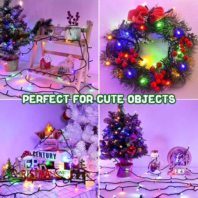 Alt view image 6 of 7 - Christmas Lights Outdoor Battery Operated String Lights Total 100LED 33Ft with Timer 8 Modes 16.4Ft*2 Waterproof Outdoor Indoor for Christmas Decor, Multicolor, 2-Pack