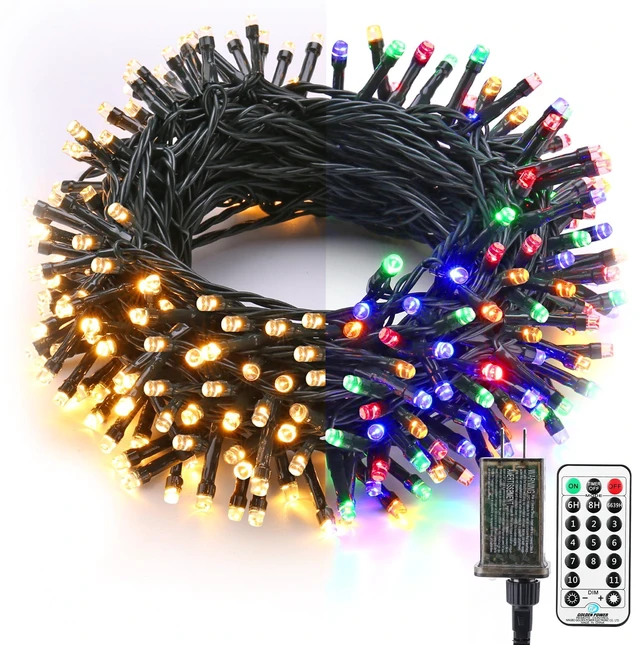 Main image of Outdoor Christmas Tree Lights, 65.67 ft 200 LED Indoor String Light | Warm White to Colored Xmas Lights, Remote 11-Function Connectable Twinkle Mini Lights Color Changing for Garland Window House