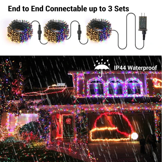 Alt view image 4 of 7 - Outdoor Christmas Tree Lights, 65.67 ft 200 LED Indoor String Light | Warm White to Colored Xmas Lights, Remote 11-Function Connectable Twinkle Mini Lights Color Changing for Garland Window House