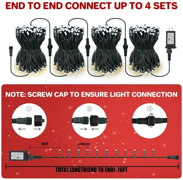 Alt view image 6 of 7 - 66FT 200 LED Christmas Lights with Timer, Twinkle Fairy Lights String with 8 Flashing Modes String Lights for Indoor Bedroom Outdoor Christmas Trees Garland Wreath Holiday Decorations, Cool White
