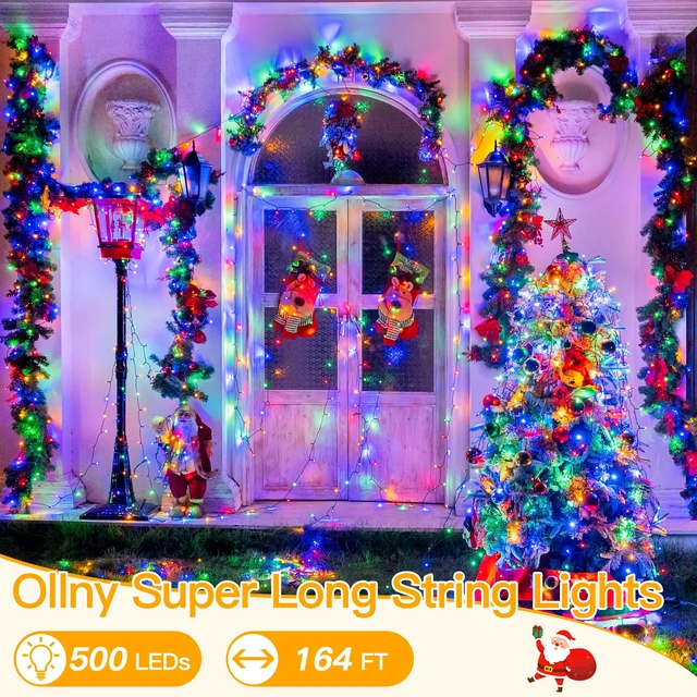 Alt view image 2 of 7 - Christmas Lights, 500LED 164FT Long Christmas Tree Lights with 8 Modes Remote Timer IP44 Waterproof, Outdoor Christmas Lights for Tree House Yard Outside Xmas Decorations Multicolor
