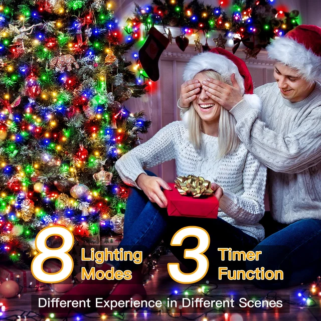 Alt view image 3 of 7 - Christmas Lights, 500LED 164FT Long Christmas Tree Lights with 8 Modes Remote Timer IP44 Waterproof, Outdoor Christmas Lights for Tree House Yard Outside Xmas Decorations Multicolor
