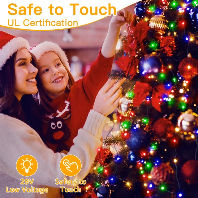 Alt view image 6 of 7 - 198FT 600LED Outdoor Christmas Lights with Remote, 8 Modes Multicolor | 3 Timer Dimmable IP67 Waterproof Christmas Tree Lights, 29V Low Voltage, Indoor & Outside Holiday Xmas Decor