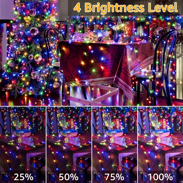 Alt view image 7 of 7 - 198FT 600LED Outdoor Christmas Lights with Remote, 8 Modes Multicolor | 3 Timer Dimmable IP67 Waterproof Christmas Tree Lights, 29V Low Voltage, Indoor & Outside Holiday Xmas Decor