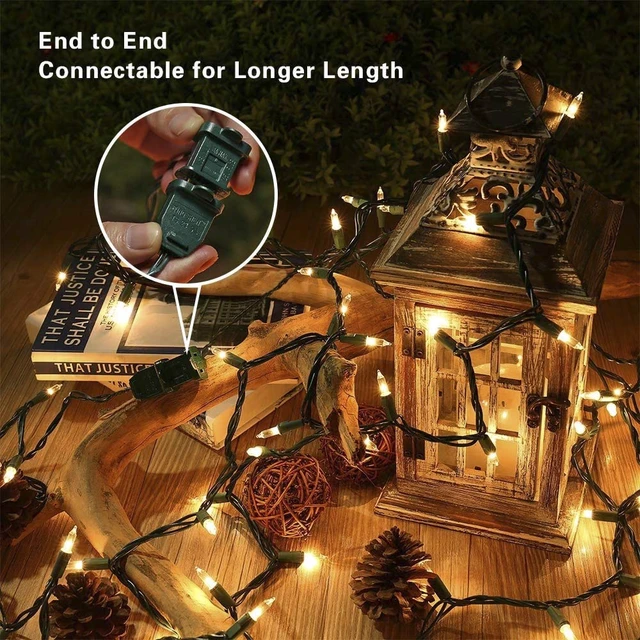 Alt view image 2 of 6 - 2 Pack Warm White Christmas Lights, 50-Count Green Wire | 13FT Incandescent Mini Light with Clear Bulbs, Plug In 120V, Connectable for Christmas Tree, Wedding, Bedroom, Porch Decor