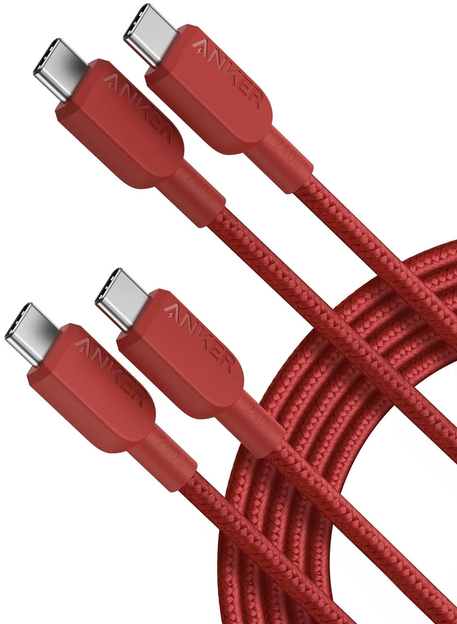 Main image of Anker USB C to USB C Cable, 240W Fast Charging Cord (2-Pack, 10 ft, Red) | For iPhone 18 / 17 / 16 Series, MacBook Pro 2020, iPad Air 4, and More