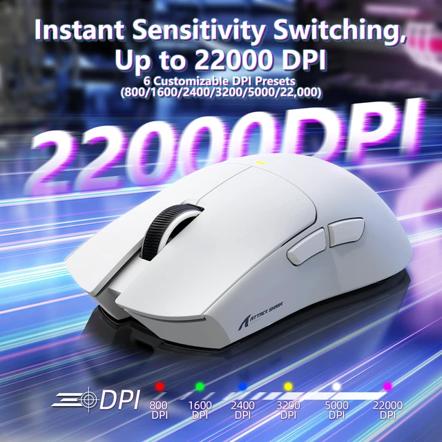 Alt view image 5 of 7 - ATTACK SHARK X11 SE Tri Mode Lightweight Wireless Gaming Mouse - White | 22000 DPI, Wired/BT/2.4Ghz, PAW3311 Optical Sensor, 59g, 1000Hz Polling, 300mAh Battery for FPS Gamer PC/WIN