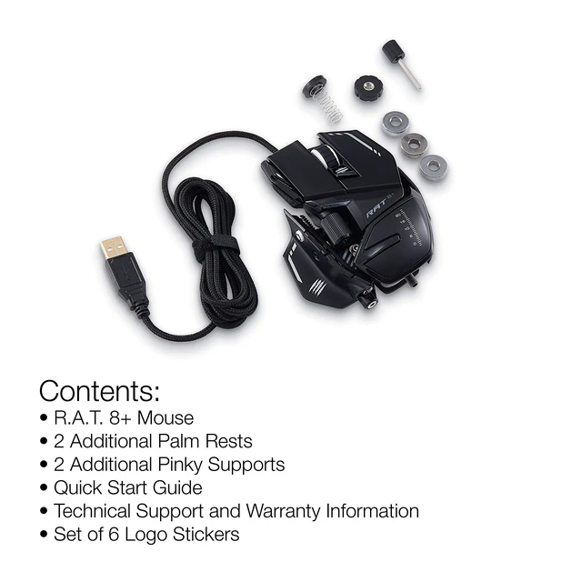Alt view image 3 of 6 - R.A.T. 8+ Adjustable Wired Gaming Mouse - 16000 DPI - 11 Programmable Buttons - 4 User Profiles Stored Directly - Customize RGB LED - Additional Palm Rests and Pinky Supports - Black