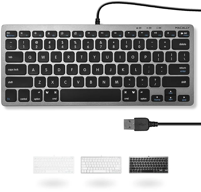 Main image of Small USB Wired Keyboard for Mac and Windows - 78 Scissor Keys, 13 Shortcut Compatible Apple Keyboard - Mini Compact USB Computer Keyboard That Saves Space and Looks Great - Space Grey