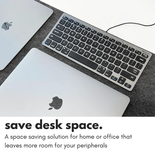 Alt view image 2 of 7 - Small USB Wired Keyboard for Mac and Windows - 78 Scissor Keys, 13 Shortcut Compatible Apple Keyboard - Mini Compact USB Computer Keyboard That Saves Space and Looks Great - Space Grey