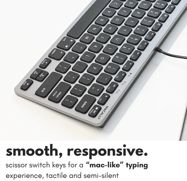 Alt view image 5 of 7 - Small USB Wired Keyboard for Mac and Windows - 78 Scissor Keys, 13 Shortcut Compatible Apple Keyboard - Mini Compact USB Computer Keyboard That Saves Space and Looks Great - Space Grey
