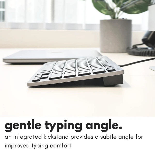 Alt view image 6 of 7 - Small USB Wired Keyboard for Mac and Windows - 78 Scissor Keys, 13 Shortcut Compatible Apple Keyboard - Mini Compact USB Computer Keyboard That Saves Space and Looks Great - Space Grey