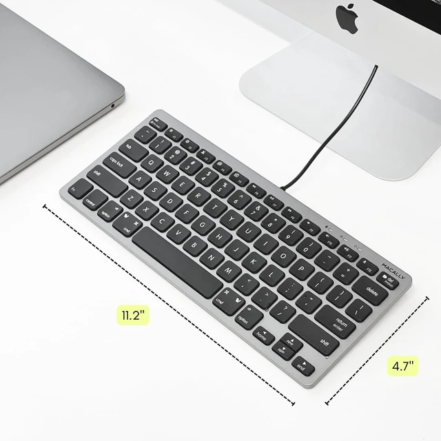 Alt view image 7 of 7 - Small USB Wired Keyboard for Mac and Windows - 78 Scissor Keys, 13 Shortcut Compatible Apple Keyboard - Mini Compact USB Computer Keyboard That Saves Space and Looks Great - Space Grey