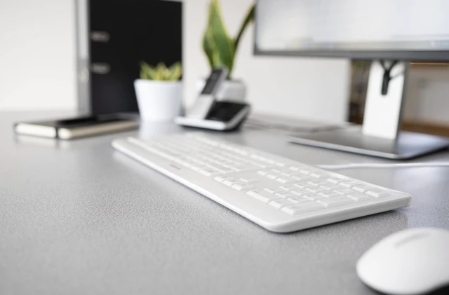 Alt view image 2 of 6 - KC 1000, Wired Keyboard with Number Pad for PC/Laptop, Plug & Play (USB-A Connection), Slim Design, Whisper Quiet Typing, 4 Hot Keys, QWERTY, Pale Gray