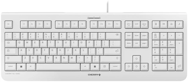 Main image of KC 1000, Wired Keyboard with Number Pad for PC/Laptop, Plug & Play (USB-A Connection), Slim Design, Whisper Quiet Typing, 4 Hot Keys, QWERTY, Pale Gray