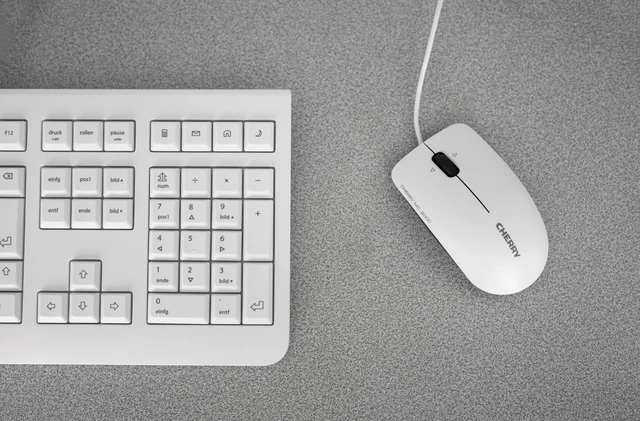 Alt view image 6 of 6 - KC 1000, Wired Keyboard with Number Pad for PC/Laptop, Plug & Play (USB-A Connection), Slim Design, Whisper Quiet Typing, 4 Hot Keys, QWERTY, Pale Gray