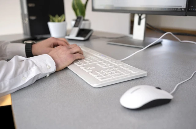 Alt view image 5 of 6 - KC 1000, Wired Keyboard with Number Pad for PC/Laptop, Plug & Play (USB-A Connection), Slim Design, Whisper Quiet Typing, 4 Hot Keys, QWERTY, Pale Gray