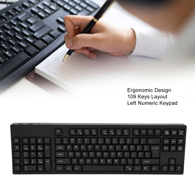 Alt view image 3 of 7 - Left Handed Keyboard, Ergonomic Layout, 109 Keys, Micro USB, Plug and Play, Material, for Business Accounting Designer