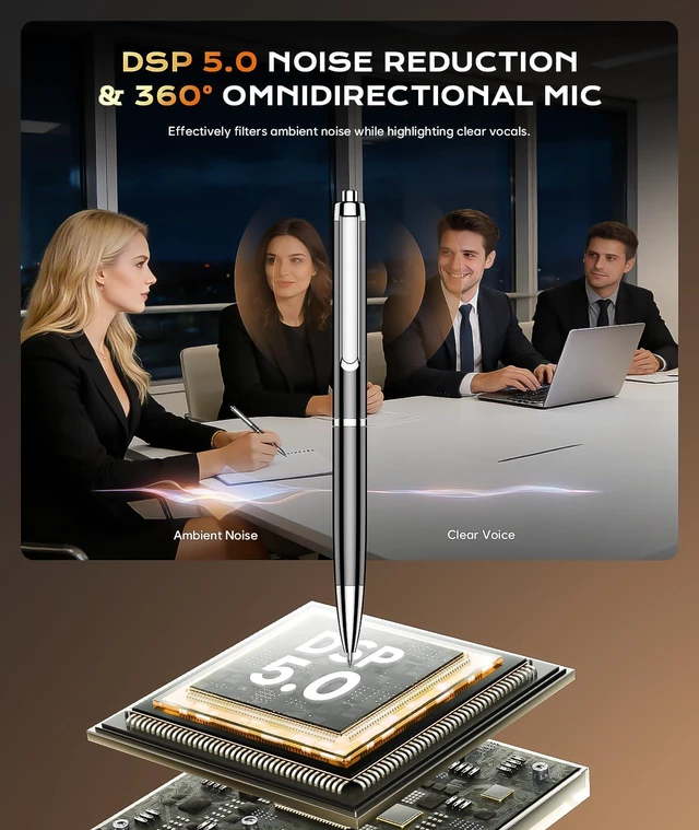 Alt view image 5 of 7 - 64GB (7200H) Voice Recorder w/USB Type-C, Voice Activated Recording Device | One-Touch Start Recording, DSP 5.0 AI Noise Reduction, Easy Playback Audio Recorder, Portable Dictaphon for Meeting/Classes