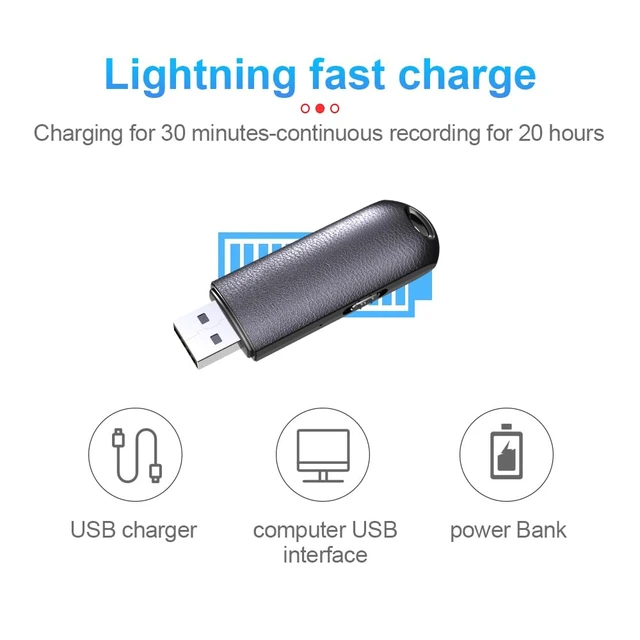 Alt view image 4 of 7 - USB Voice Recorder Digital Audio Recording 96 Hours Storage Capacity, Flash Drive 2 in 1 for Interview, Lectures, Meeting, 8GB