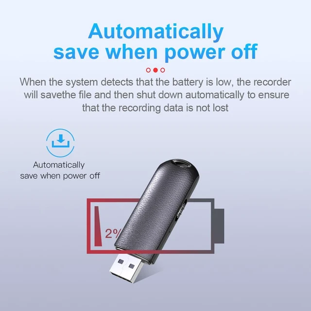 Alt view image 3 of 7 - USB Voice Recorder Digital Audio Recording 96 Hours Storage Capacity, Flash Drive 2 in 1 for Interview, Lectures, Meeting, 8GB