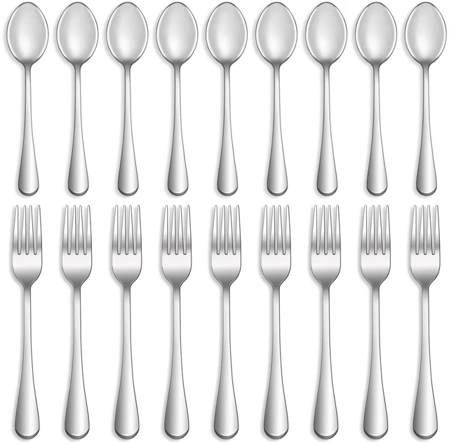 Main image of 8 Pcs Forks and Spoons Silverware Set,Food Grade Stainless Steel Flatware Cutlery Set for Home,Kitchen and Restaurant,Mirror Polished,Dishwasher Safe - 4 Dinner Fork(8 inch) and 4 Teaspoon(6.5 inch)