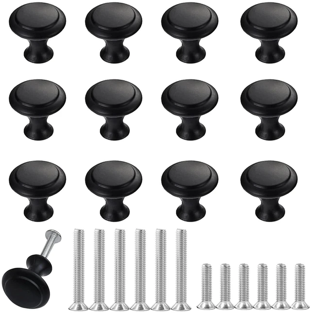 Main image of 12PCS Cabinet Knobs, Black Cabinet Pulls Cabinet Knobs Inway, Round Drawer Knobs Cabinet Hardware with Screws, for Kitchen Bedroom Furniture