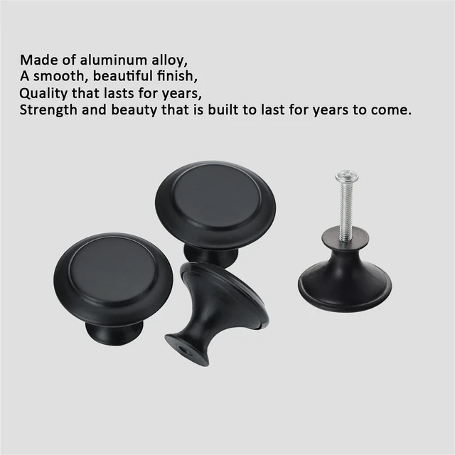 Alt view image 3 of 7 - 12PCS Cabinet Knobs, Black Cabinet Pulls Cabinet Knobs Inway, Round Drawer Knobs Cabinet Hardware with Screws, for Kitchen Bedroom Furniture