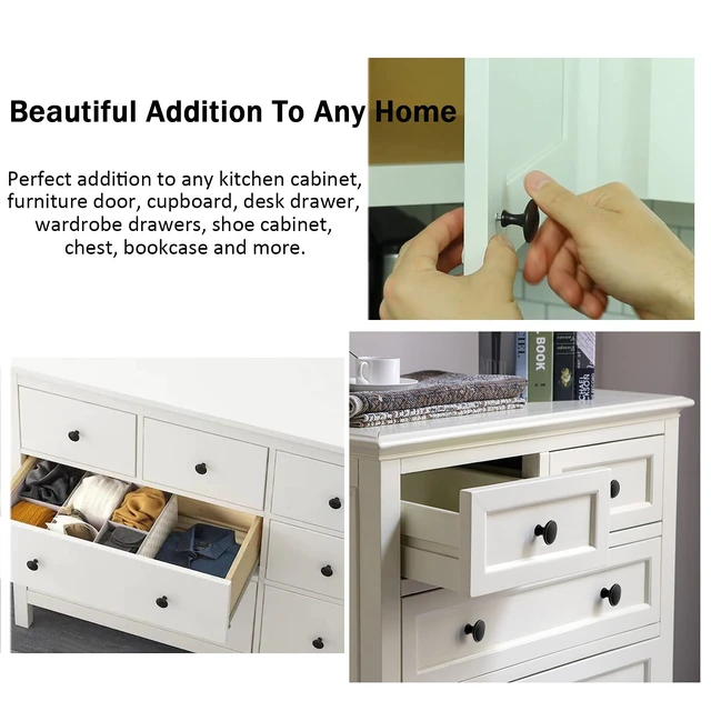 Alt view image 5 of 7 - 12PCS Cabinet Knobs, Black Cabinet Pulls Cabinet Knobs Inway, Round Drawer Knobs Cabinet Hardware with Screws, for Kitchen Bedroom Furniture