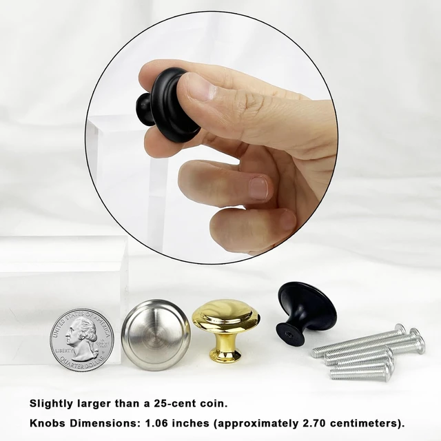 Alt view image 7 of 7 - 12PCS Cabinet Knobs, Black Cabinet Pulls Cabinet Knobs Inway, Round Drawer Knobs Cabinet Hardware with Screws, for Kitchen Bedroom Furniture
