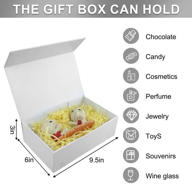 Alt view image 2 of 7 - 9.5x6x3 inches Gift Boxes with Magnetic Closure,White for Birthday and Holiday Gifts (WHITE, Pack of 1)