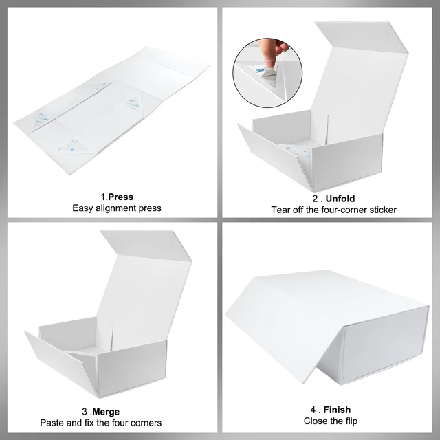 Alt view image 4 of 7 - 9.5x6x3 inches Gift Boxes with Magnetic Closure,White for Birthday and Holiday Gifts (WHITE, Pack of 1)