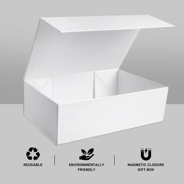 Alt view image 5 of 7 - 9.5x6x3 inches Gift Boxes with Magnetic Closure,White for Birthday and Holiday Gifts (WHITE, Pack of 1)