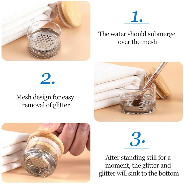 Alt view image 3 of 7 - Nail Art Brushes Washing Cup, Portable Dappen Dish with Mesh Layer & Lid | Multi-use Nail Acrylic Liquid Monomer Holder, Glitter Remover Cup for Nail Art Salon & DIY Use