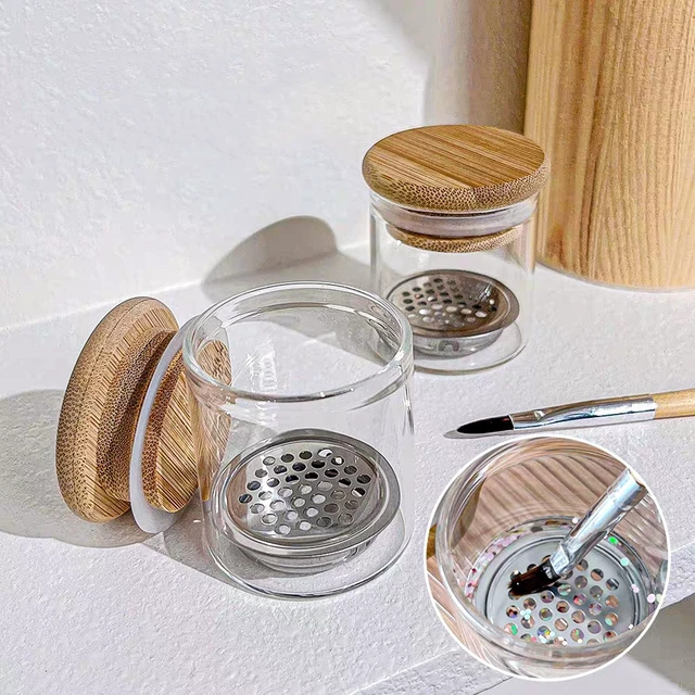 Alt view image 6 of 7 - Nail Art Brushes Washing Cup, Portable Dappen Dish with Mesh Layer & Lid | Multi-use Nail Acrylic Liquid Monomer Holder, Glitter Remover Cup for Nail Art Salon & DIY Use