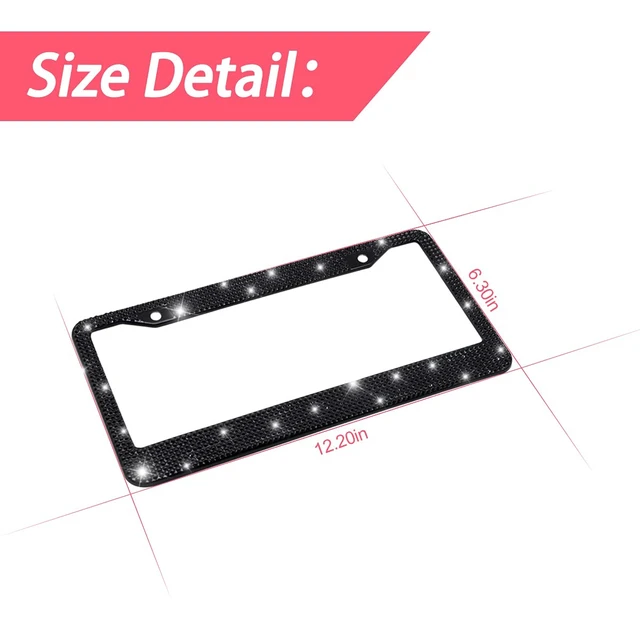 Alt view image 2 of 7 - Rhinestone Stainless Steel Car License Plate Frame, Black | handcrafted decorative surface, mounting screw set included, fits most cars, SUVs, and trucks, car exterior accessories