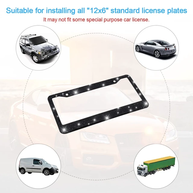 Alt view image 5 of 7 - Rhinestone Stainless Steel Car License Plate Frame, Black | handcrafted decorative surface, mounting screw set included, fits most cars, SUVs, and trucks, car exterior accessories