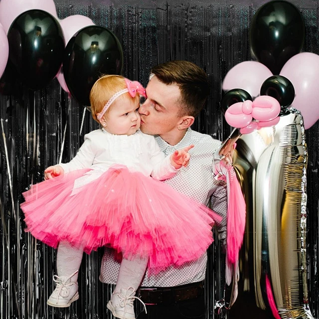 Alt view image 2 of 7 - Tinsel Curtain Backdrop Black Birthday & Wedding Decorations 2 Packs Glitter Foil Fringe Curtain Decor Streamers Photo Booth for Christmas & Halloween