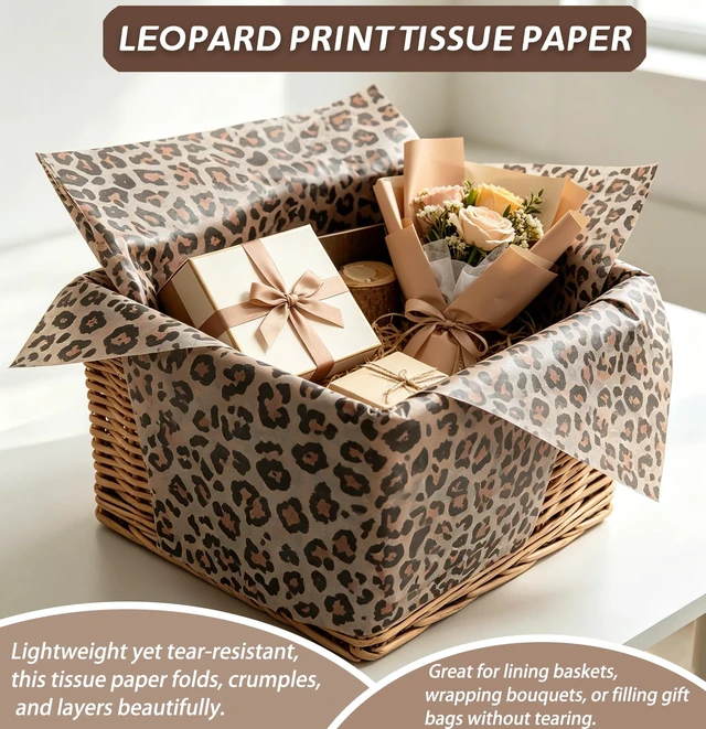 Alt view image 2 of 7 - 10 Sheets Leopard Gift Wrapping Tissue Paper for Gift Bags | 14 x 20 Inches Cheetah Print Tissue Paper for Gift Bags Bachelorette Birthday Jungle Safari Party Packaging DIY Crafts