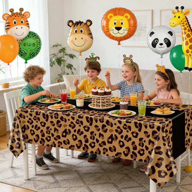 Alt view image 5 of 7 - 4 Pack Leopard Print Tablecloths, Safari Animal Cheetah Print Table Cloth Black Cheetah Tablecloths for Birthday Parties Girls Night Bachelorette Events and Fashion Themed Decor, 51 x 86 Inch