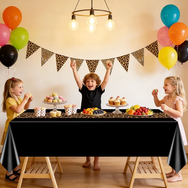 Alt view image 7 of 7 - 4 Pack Leopard Print Tablecloths, Safari Animal Cheetah Print Table Cloth Black Cheetah Tablecloths for Birthday Parties Girls Night Bachelorette Events and Fashion Themed Decor, 51 x 86 Inch
