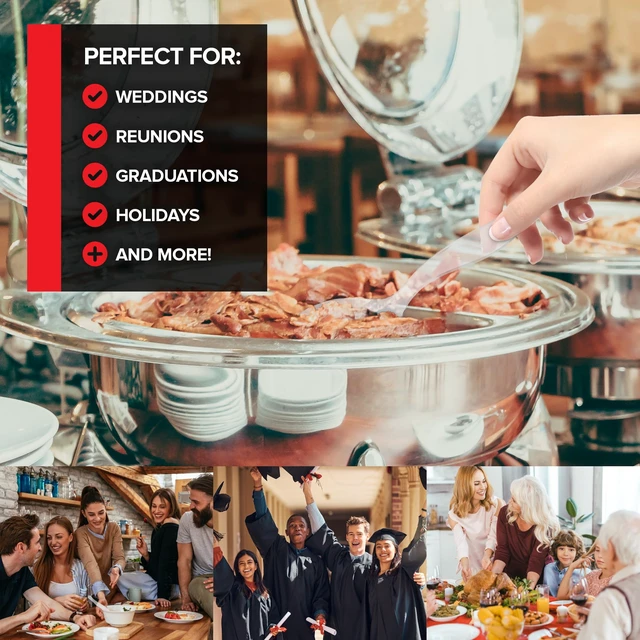 Alt view image 5 of 7 - 4 Count Disposable Serving Spoons, Clear Plastic Serving Spoons for Catering Weddings, Holiday Parties, and More, Large Plastic Serving Utensils for Buffet, Party Spoons