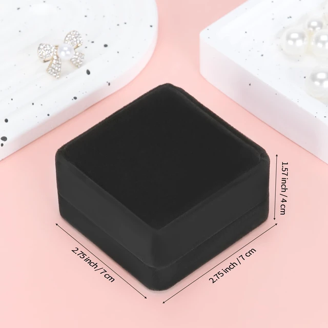 Alt view image 2 of 6 - 2 Pieces Earring Gift Box, Studs Holder Case for Women(BLACK) | Classic Velvet, Small Jewelry Storage Boxs, for Wedding Proposal Engagement Birthday Anniversary