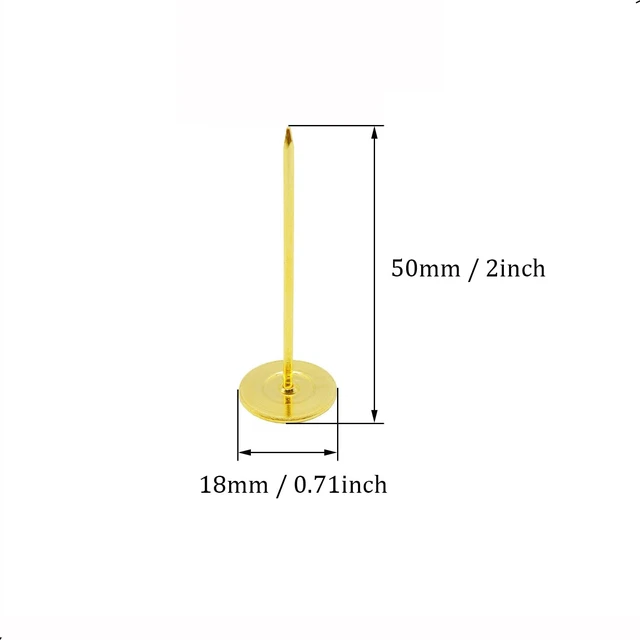Alt view image 2 of 7 - 10 Pcs Long Upholstery Nails Tacks 18mm x 50mm, Flat Head Furniture Nails, Large Thumb Tacks, Metal Push Pins, for Furniture Sofa Headboards Decorative,Gold,0.7 x 2 inch