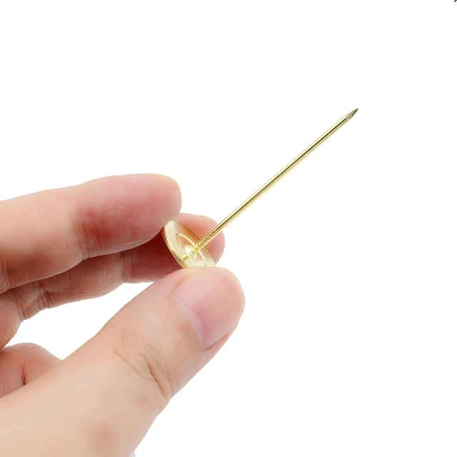 Alt view image 3 of 7 - 10 Pcs Long Upholstery Nails Tacks 18mm x 50mm, Flat Head Furniture Nails, Large Thumb Tacks, Metal Push Pins, for Furniture Sofa Headboards Decorative,Gold,0.7 x 2 inch