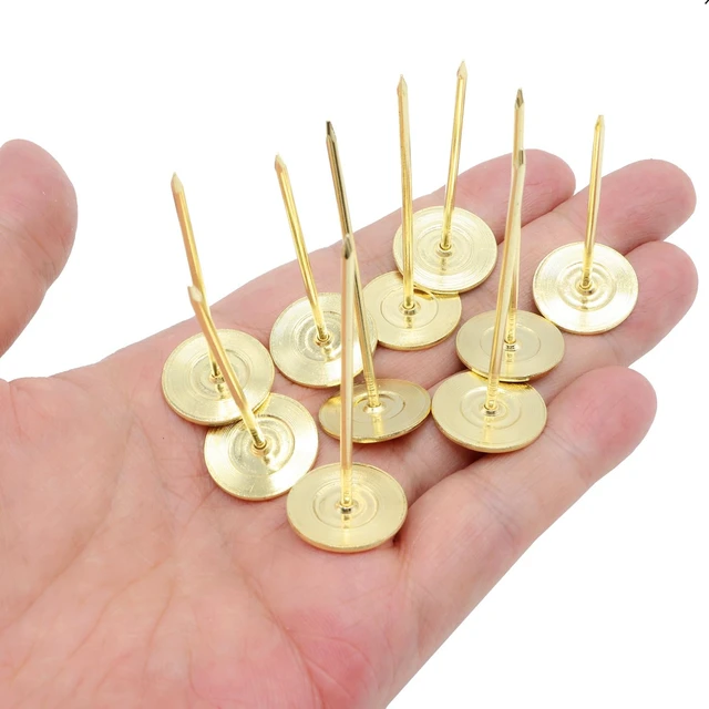 Alt view image 5 of 7 - 10 Pcs Long Upholstery Nails Tacks 18mm x 50mm, Flat Head Furniture Nails, Large Thumb Tacks, Metal Push Pins, for Furniture Sofa Headboards Decorative,Gold,0.7 x 2 inch