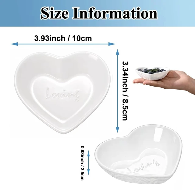 Alt view image 2 of 7 - Dipping Bowls, 3oz Soy Sauce Dish, Pturdy Plastic Small Bowls Set of 6, White Love Heart Mini Appetizer Plates for Sauce, Soy Sauce, Condiment, Side Dishes, Sushi, Ketchup, BBQ Party