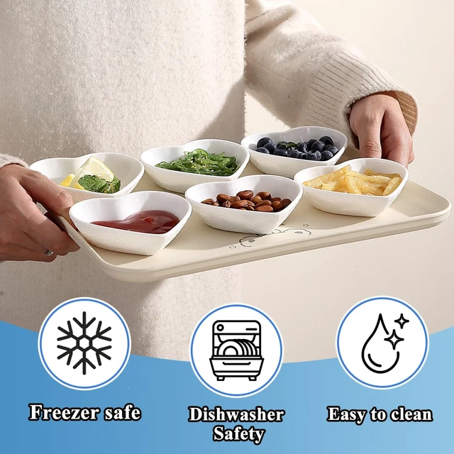 Alt view image 3 of 7 - Dipping Bowls, 3oz Soy Sauce Dish, Pturdy Plastic Small Bowls Set of 6, White Love Heart Mini Appetizer Plates for Sauce, Soy Sauce, Condiment, Side Dishes, Sushi, Ketchup, BBQ Party