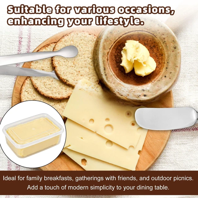 Alt view image 6 of 7 - 4pcs Butter Slicer Cutter Set with Storage Box, Stainless Steel Knife Spreader, Wire Cheese Slicer and Serving Tongs Kitchen Food Tool for Block Cheese and Butter